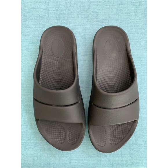 OOfos OOah Unisex Men 10 Women 12 Black Sport Recovery Slide Flip Flop Sandal - Picture 5 of 8